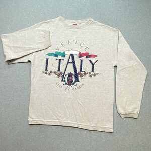 Manhattan Plaza Venice Italy Gray‎ Pullover Sweatshirt Women's Sz L Distressed